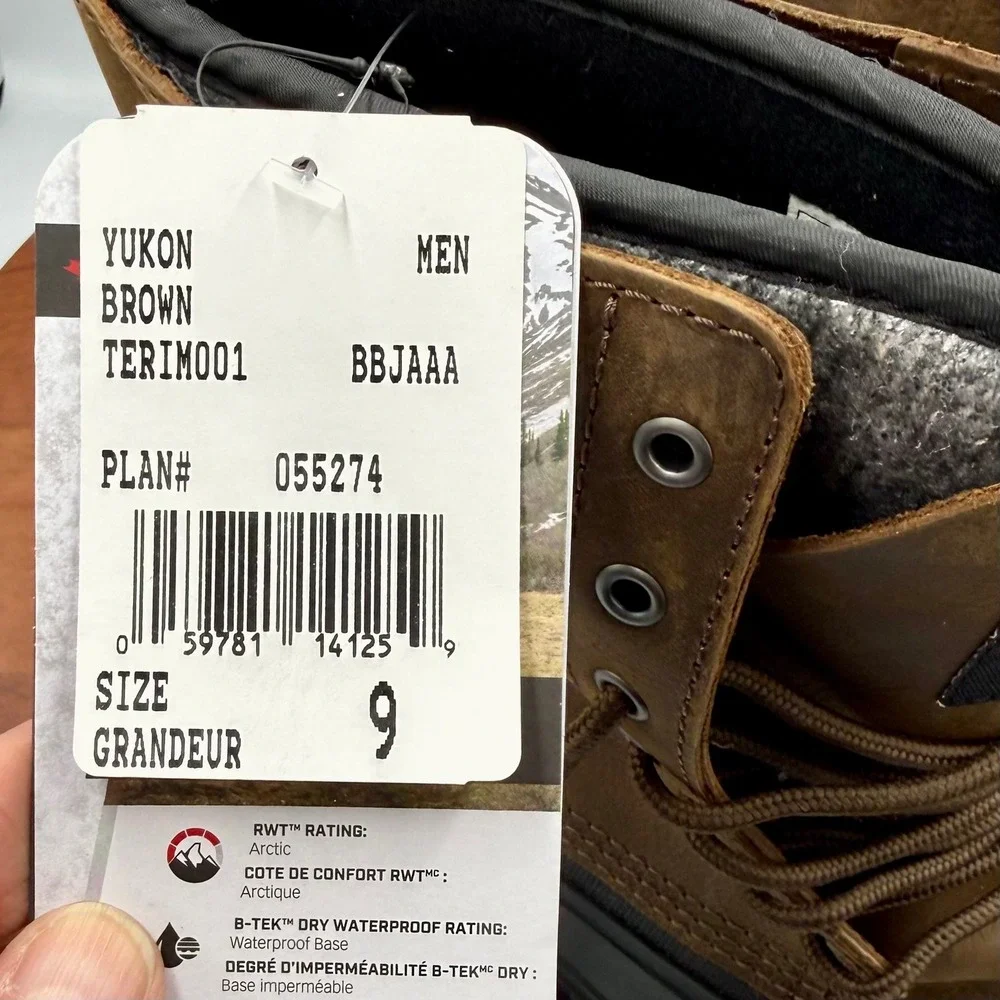 Baffin Yukon Brown Leather Waterproof Arctic Winter Boots TERI-M001 Mens‎ 9